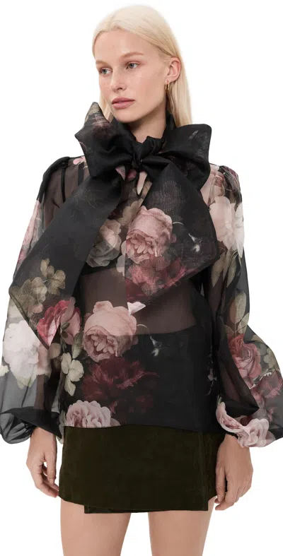 Retroféte Peregrine Blouse Noir Rose In Black