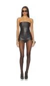 Retroféte Pernille Leather Romper In Black