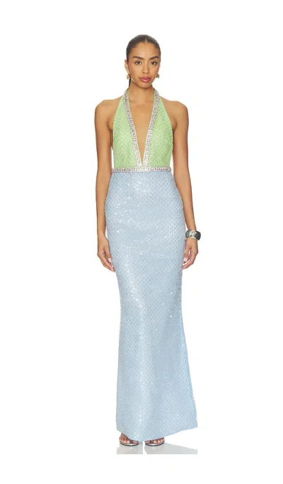 Retroféte Pixi Embroidered Dress In Blue