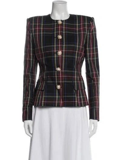 Pre-owned Retroféte Plaid Print Blazer In Black