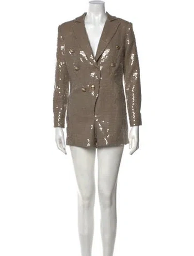 Pre-owned Retroféte Plaid Print Romper W/ Tags In Brown