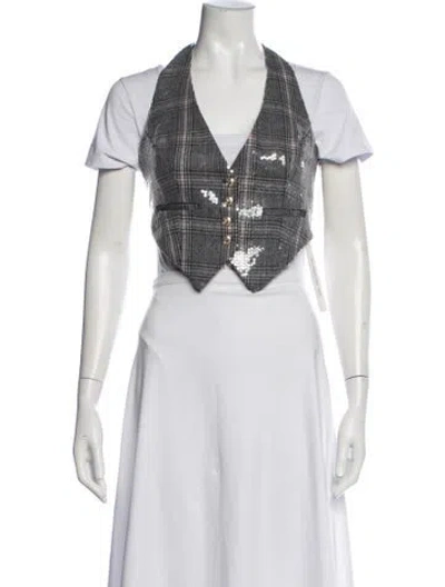 Pre-owned Retroféte Plaid Print Vest In White