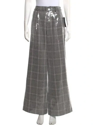 Pre-owned Retroféte Plaid Print Wide Leg Pants W/ Tags In Gray