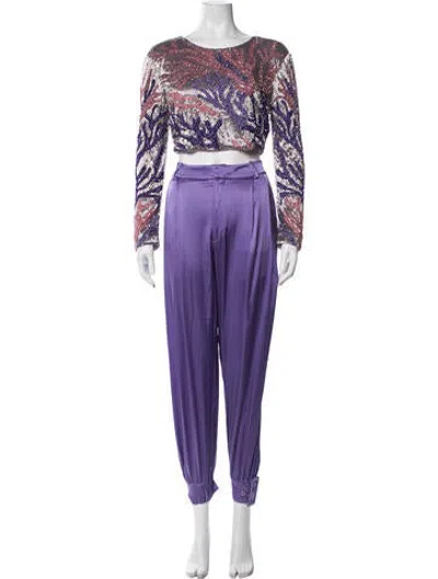 Pre-owned Retroféte Pleated Accents Pant Set In Purple