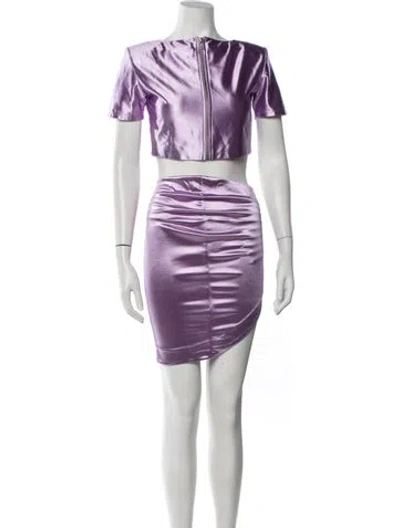 Pre-owned Retroféte Pleated Accents Skirt Suit In Purple