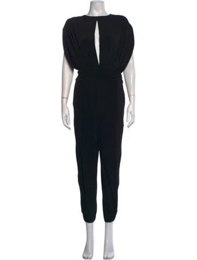 Pre-owned Retroféte Plunge Neckline Jumpsuit In Black