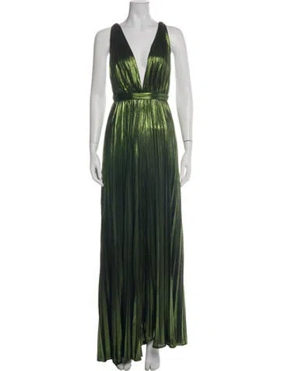 Pre-owned Retroféte Plunge Neckline Jumpsuit In Green
