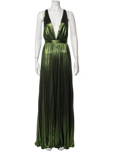 Pre-owned Retroféte Plunge Neckline Jumpsuit In Green/metallic