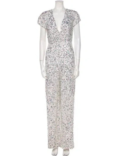 Pre-owned Retroféte Plunge Neckline Jumpsuit In Multi