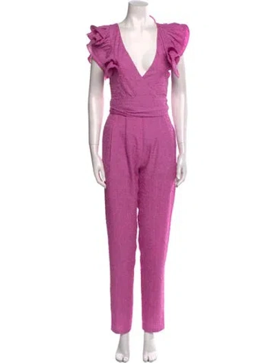 Pre-owned Retroféte Plunge Neckline Jumpsuit In Pink