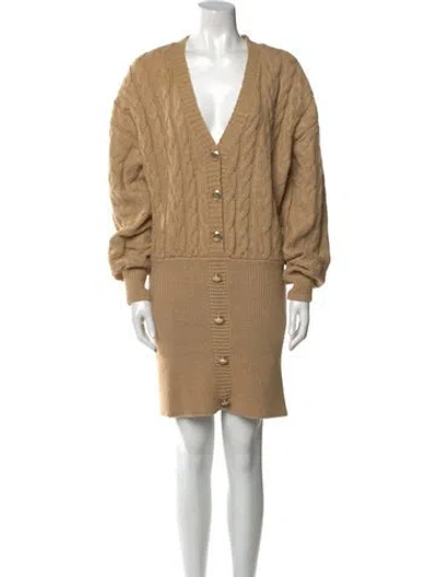 Pre-owned Retroféte Plunge Neckline Knee-length Dress In Neutral