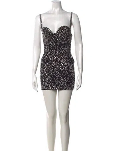 Pre-owned Retroféte Plunge Neckline Mini Dress In Black
