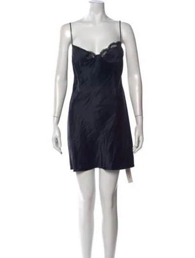 Pre-owned Retroféte Plunge Neckline Mini Dress In Blue