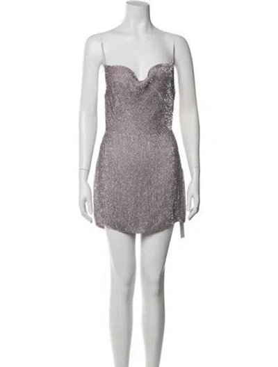 Pre-owned Retroféte Plunge Neckline Mini Dress In Purple