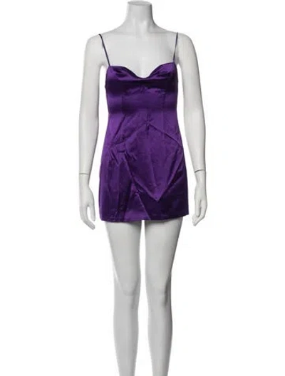 Pre-owned Retroféte Plunge Neckline Mini Dress In Purple