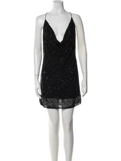 Pre-owned Retroféte Plunge Neckline Mini Dress W/ Tags In Black