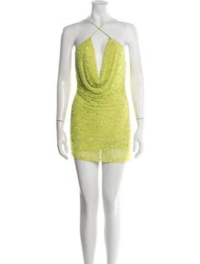 Pre-owned Retroféte Plunge Neckline Mini Dress W/ Tags In Green