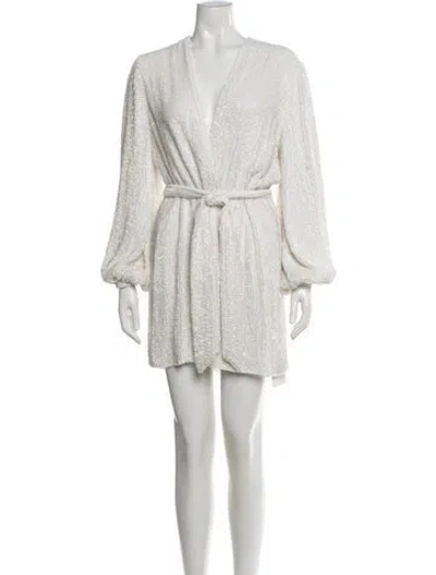 Pre-owned Retroféte Plunge Neckline Mini Dress In White