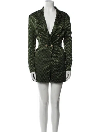 Pre-owned Retroféte Plunge Neckline Romper In Green