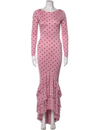 Pre-owned Retroféte Polka Dot Print Long Dress In Pink