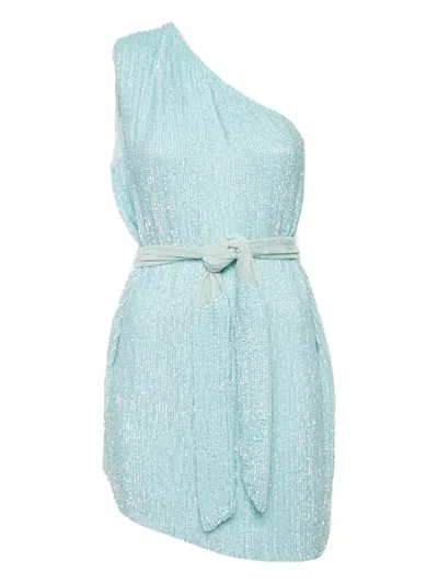 Pre-owned Retroféte  Sequined One-shoulder Mini Dress In Blue