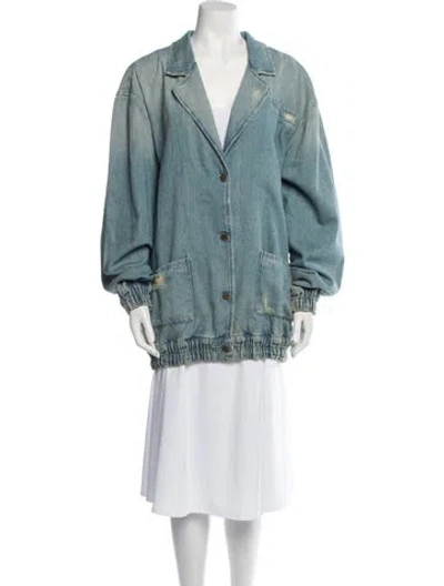 Pre-owned Retroféte Printed Coat In Blue