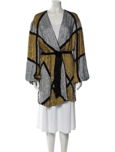 Pre-owned Retroféte Printed Coat In Silver