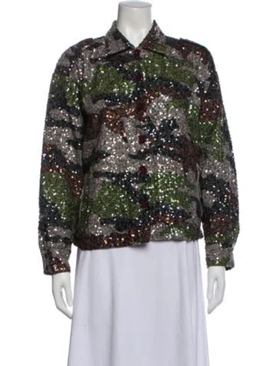 Pre-owned Retroféte Printed Evening Jacket In Green