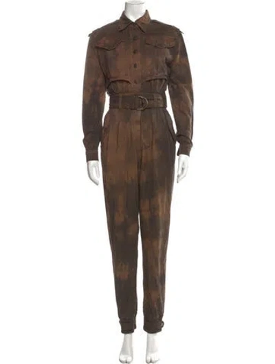 Pre-owned Retroféte Printed Jumpsuit W/ Tags In Brown