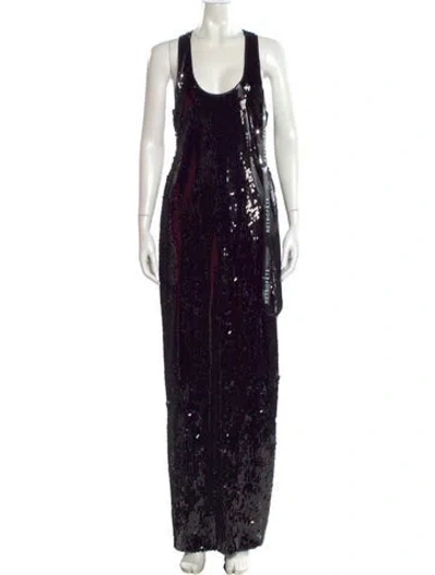 Pre-owned Retroféte Printed Long Dress In Black