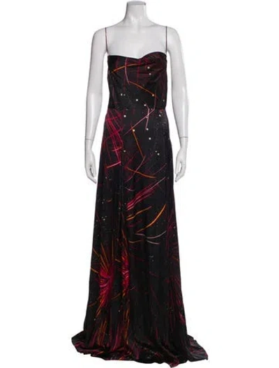 Pre-owned Retroféte Printed Long Dress In Black