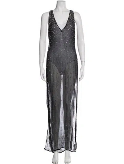 Pre-owned Retroféte Printed Long Dress In Black