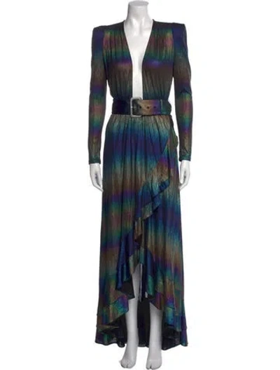 Pre-owned Retroféte Printed Long Dress In Blue