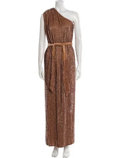 Pre-owned Retroféte Printed Long Dress In Brown