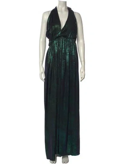 Pre-owned Retroféte Printed Long Dress In Green