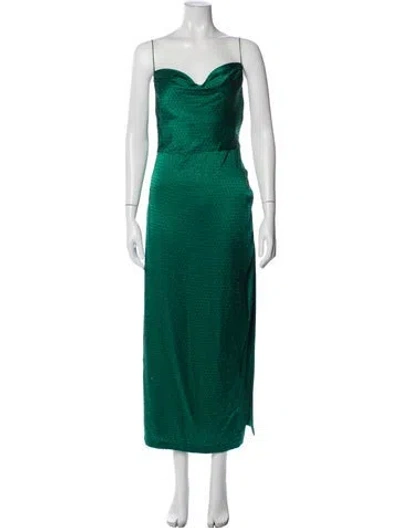 Pre-owned Retroféte Printed Long Dress In Green