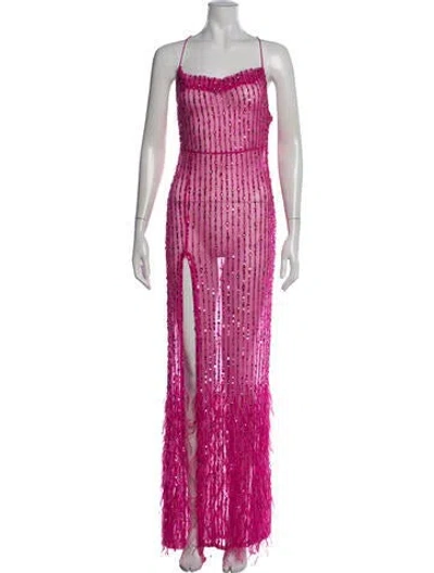 Pre-owned Retroféte Printed Long Dress In Pink