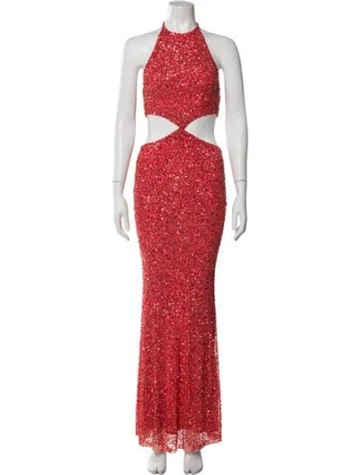 Pre-owned Retroféte Printed Long Dress In Red