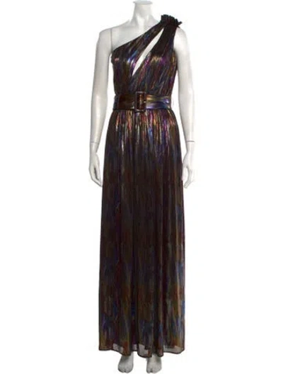 Pre-owned Retroféte Printed Long Dress W/ Tags In Metallic/pink