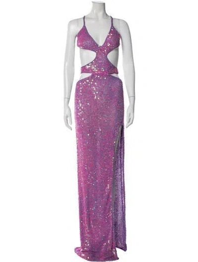 Pre-owned Retroféte Printed Long Dress W/ Tags In Purple