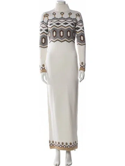 Pre-owned Retroféte Printed Long Dress In White