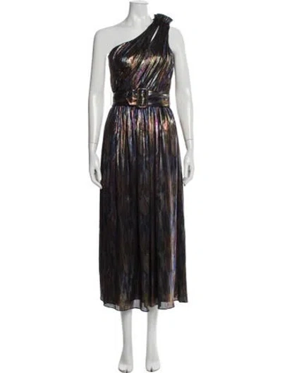 Pre-owned Retroféte Printed Midi Length Dress In Metallic/pink
