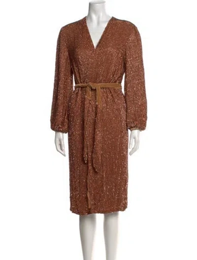 Pre-owned Retroféte Printed Midi Length Dress In Neutrals