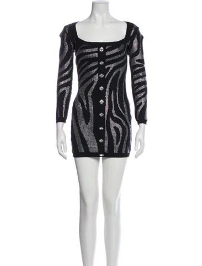 Pre-owned Retroféte Printed Mini Dress In Black