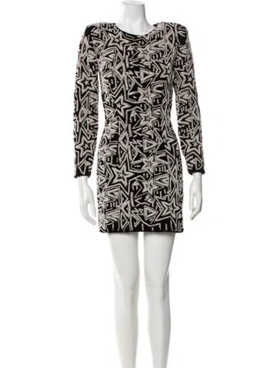 Pre-owned Retroféte Printed Mini Dress In Black