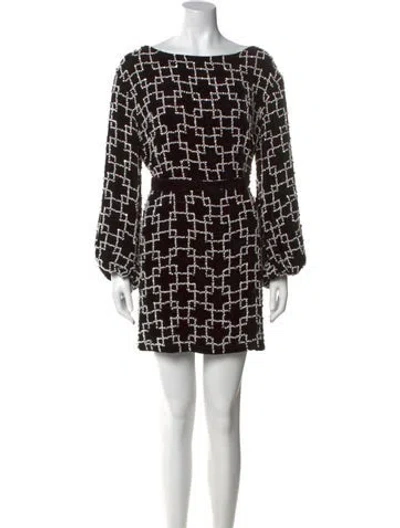 Pre-owned Retroféte Printed Mini Dress In Black