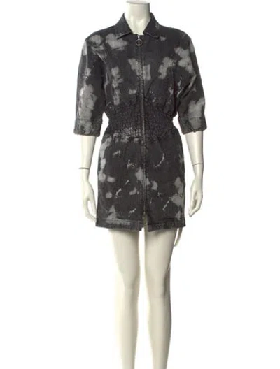 Pre-owned Retroféte Printed Mini Dress In Black