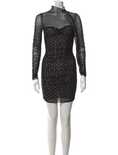 Pre-owned Retroféte Printed Mini Dress In Black