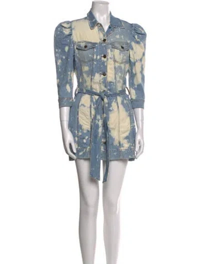Pre-owned Retroféte Printed Mini Dress In Blue