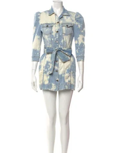 Pre-owned Retroféte Printed Mini Dress In Blue